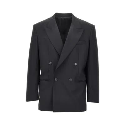 Marsēm Marsem Wool-blend Double-breasted Jacket In Black