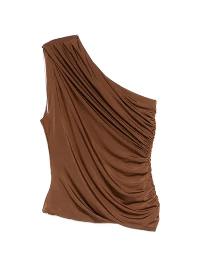Marsēm One-shoulder Gathered Top In Brown