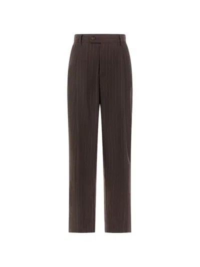 Marsēm Pinstripe-pattern Pleated Tailored Trousers In Brown
