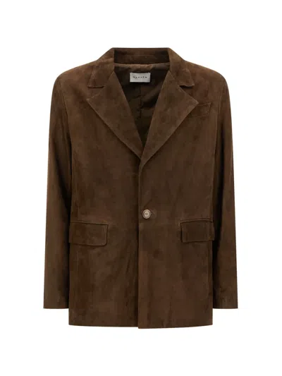 Marsēm Single-breasted Suede Blazer In Brown