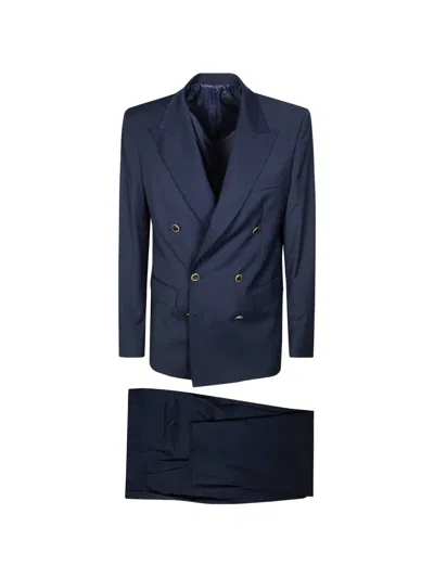 Marsēm Six-buttondouble-breasted Suit In Blue