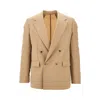 Marsēm Stretch Wool-blend Double-breasted Jacket In Beige