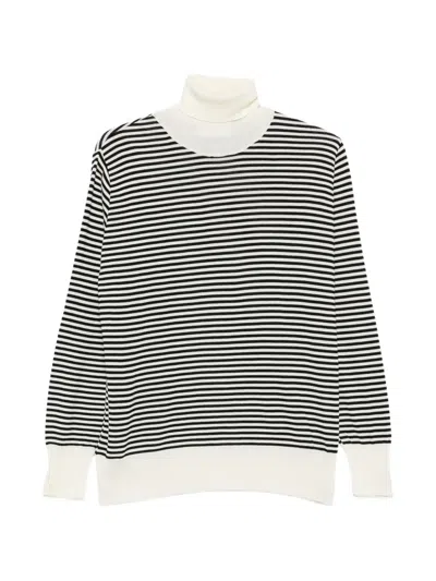 Marsēm Striped Roll-neck Sweater In White
