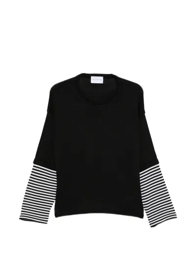 Marsēm Striped-sleeve Layered-effect Sweater In Black