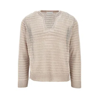 Marsēm V- Neck Linen Sweater In Beige