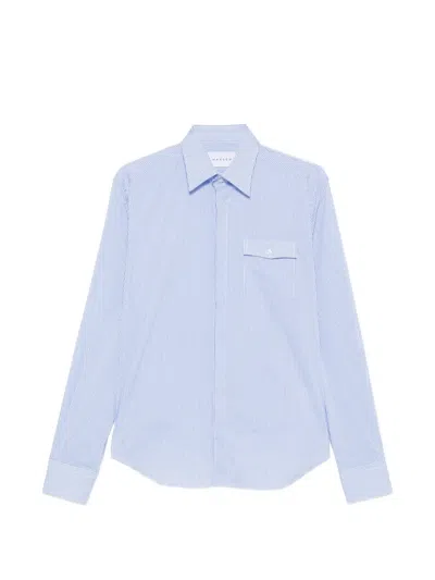 Marsēm Vertical-stripe Flap-pocket Shirt In Blue
