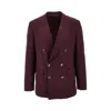 Marsēm Viscose-blend Double-breasted Jacket In Burgundy