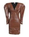 Marsēm Woman Mini Dress Brown Size L Polyester, Polyurethane