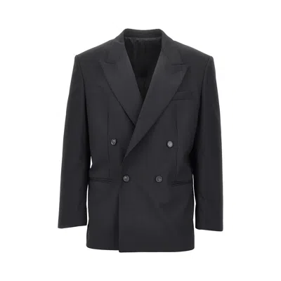 Marsēm Wool-blend Double-breasted Jacket In Black