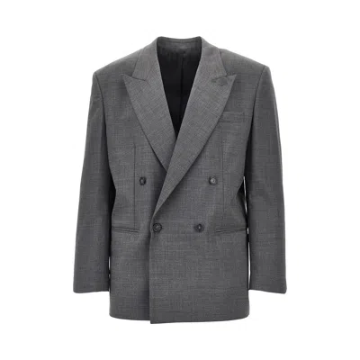 Marsēm Wool-blend Double-breasted Jacket In Gray