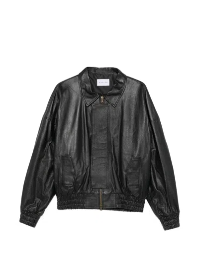 Marsēm Zip-up Leather Jacket In Black