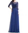 Marsoni By Colors 3/4 Sleeve Gown In Indigo Blue In Blue