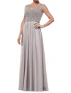 Marsoni By Colors Beaded Bodice Flowy A-line Dress In Nude In Brown