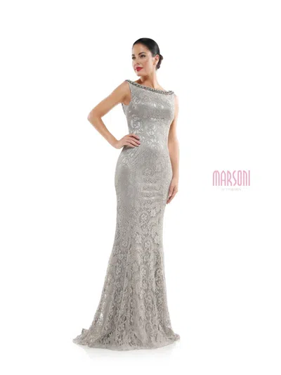 Marsoni By Colors Boat Neck Lace Dress In Silver