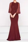 Marsoni By Colors Cape Gown In Wine In Pink
