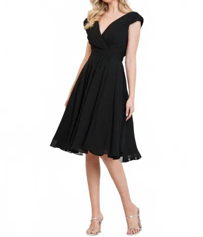 Marsoni By Colors Knee Length V-neck Chiffon Dress In Black