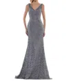Marsoni By Colors Lace A-line Gown In Wedgewood In Gold