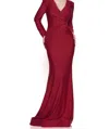 Marsoni By Colors Long Sleeve Gown In Berry In Pink