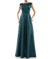 MARSONI BY COLORS SATIN GOWN IN GREEN