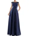 MARSONI BY COLORS SATIN GOWN IN NAVY