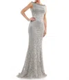 Marsoni By Colors Scoop Back Lace Mother Of The Bride Gown In Silver In Silver