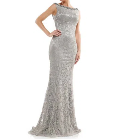 Marsoni By Colors Scoop Back Lace Mother Of The Bride Gown In Silver
