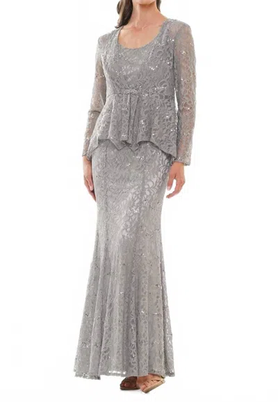 Marsoni By Colors Scoop Fit And Flare Dress In Silver In Grey
