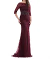 Marsoni By Colors Sheer Lace Mother Of Bride Gown In Wine In Pink