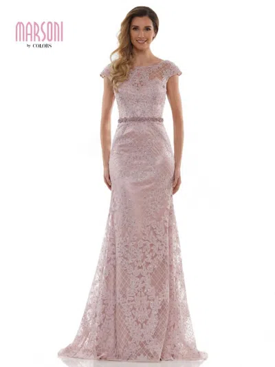Marsoni By Colors Textured Lace Dress In Mauve In Pink