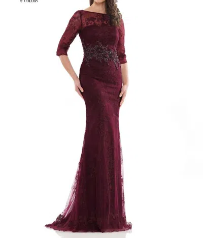 Marsoni By Colors Three Quarter Boatneck Dress In Wine In Burgundy