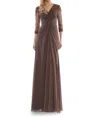 MARSONI BY COLORS TWIST WAIST GOWN IN DARK TAUPE