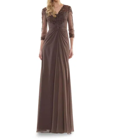 Marsoni By Colors Twist Waist Gown In Dark Taupe In Brown