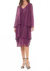 Marsoni By Colors V-neckline Midi Dress In Eggplant