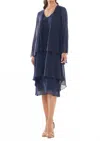 Marsoni By Colors V-neckline Midi Dress In Navy