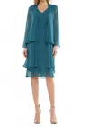 Marsoni By Colors V-neckline Midi Dress In Teal