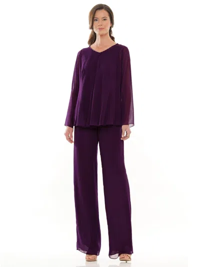 Marsoni Formal Long Jacket Chiffon Pant Suit 304 In Purple