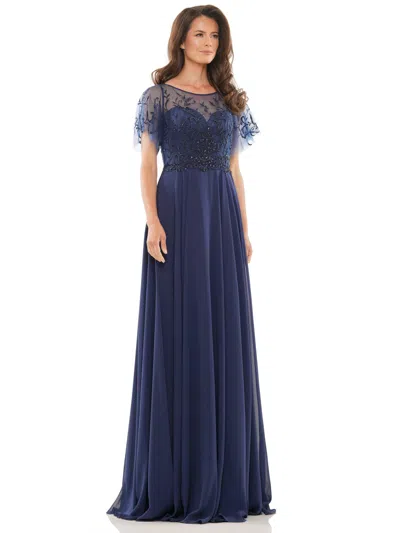 Marsoni Long Mother Of The Bride Chiffon Dress M323 In Blue