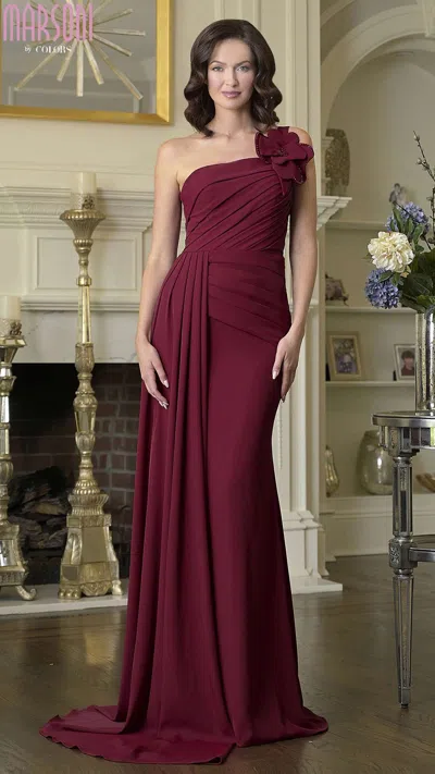 Marsoni M330 Long Formal Pleated Evening Dress In Red