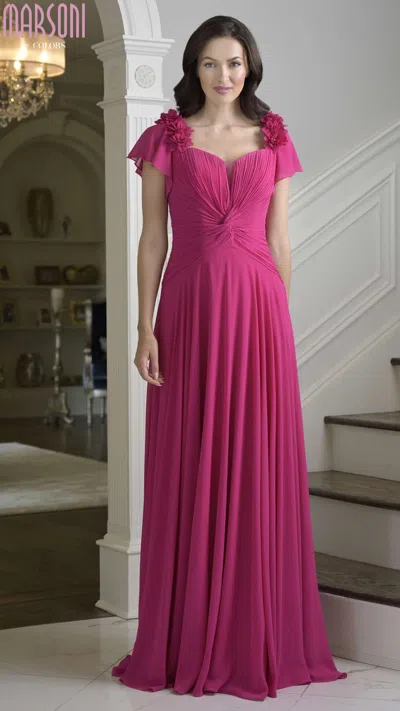 Marsoni M338 Long Formal A Line Mother Of The Bride Dress In Pink