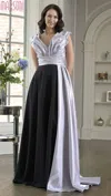 Marsoni M345 Long A Line Formal Evening Dress In Silver