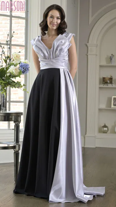Marsoni M345 Long A Line Formal Evening Dress In Silver