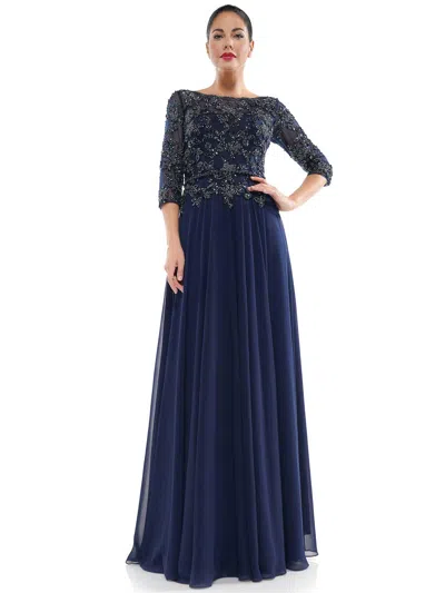 Marsoni Mother Of The Bride Long Chiffon Dress 1051 In Blue