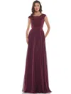 Marsoni Mother Of The Bride Long Chiffon Dress 238 In Burgundy