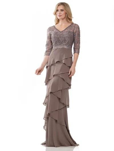 Marsoni Mv1244 Long 3/4 Sleeve Chiffon Formal Dress In Pink