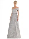 Marsoni Mv1265 Mother Of The Bride V Neck Cap Sleeve A Line Dress In Gray
