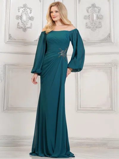 Marsoni Mv1285 Long Mother Of The Bride Formal Dress In Green