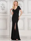 Marsoni Mv1297 Long Fitted Mother Of The Bride Formal Dress In Black