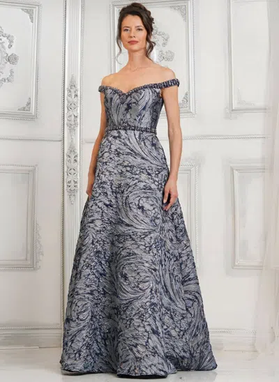 Marsoni Mv1299 Beaded Formal Prom Long A Line Dress In Blue