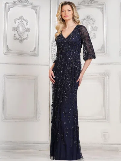 Marsoni Mv1320 Long Formal Mother Of The Bride Dress In Blue
