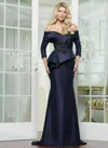 Marsoni Mv1333 Long Formal Beaded Mermaid Evening Dress In Blue